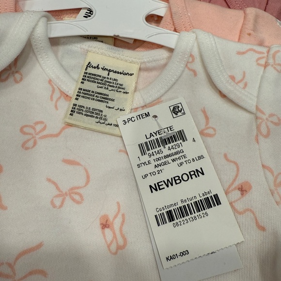 BRAND NEW First Impressions Pink and White Bodysuit Set - Picture 2 of 4